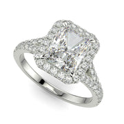 Luciana Radiant Cut Halo Split Shank Claw Set Engagement Ring - Nivetta
